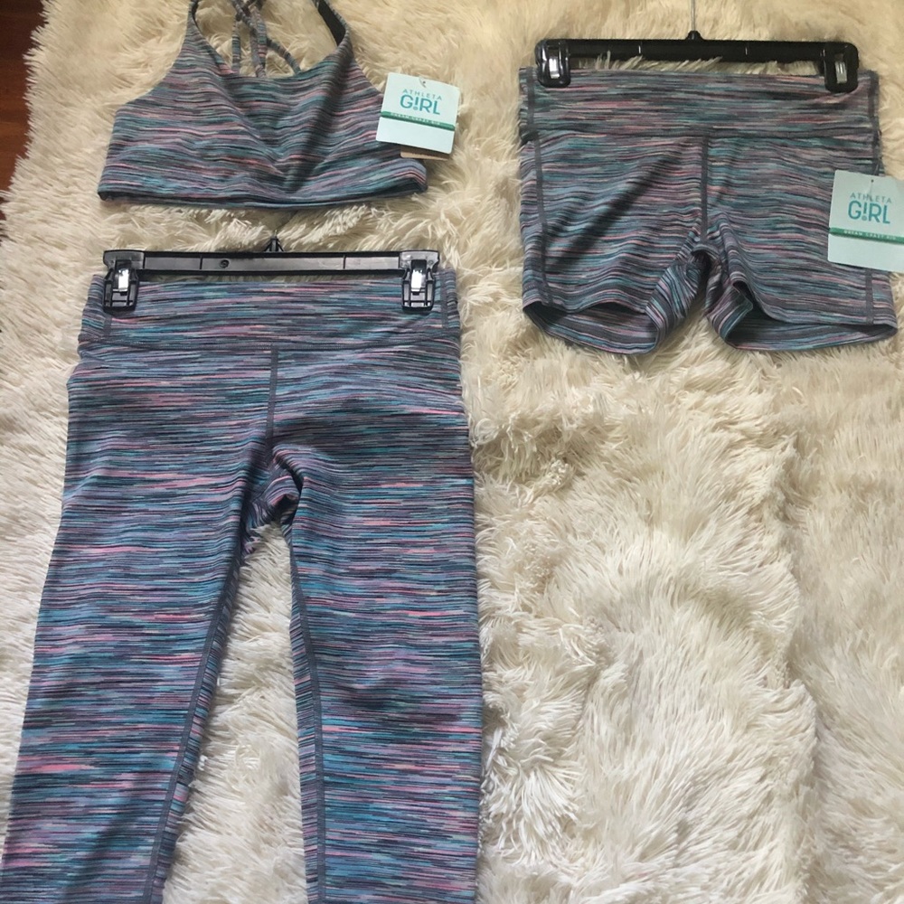 Athleta Girls size 12 striped yoga outfit